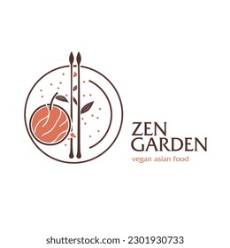 Zen garden, vegan asian food logo