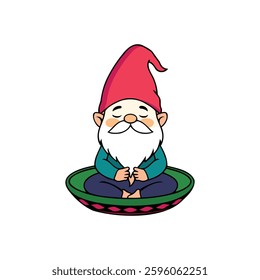 Zen Gnome Mascot Vector Image with Sombrero for Mindfulness and Relaxation