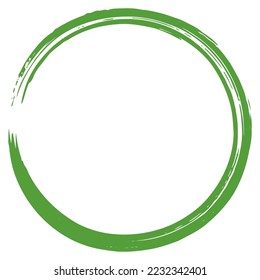 Zen Green Brush Circle  Stroke Vector Art Painting