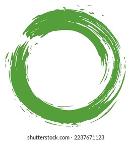 Zen Green Enso Brush Circle  Stroke Vector Art Painting