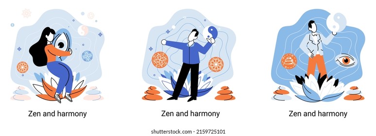 Zen and harmony metaphor, meditation practice. Balance, relaxation, mindfulness. Calm person relaxing. Yoga and spiritual practice, relax, recreation, healthy lifestyle. Japanese cult of mind and body