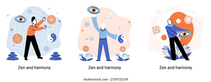 Zen and harmony metaphor, meditation practice. Balance, relaxation, mindfulness. Calm person relaxing. Yoga and spiritual practice, relax, recreation, healthy lifestyle. Japanese cult of mind and body