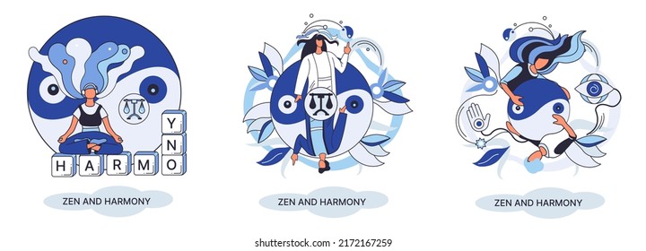 Zen and harmony metaphor, meditation practice. Balance, relaxation, mindfulness. Calm person relaxing. Yoga and spiritual practice, relax, recreation, healthy lifestyle. Japanese cult of mind and body