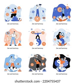 Zen and harmony metaphor, meditation practice. Balance, relaxation, mindfulness. Calm person relaxing. Yoga and spiritual practice, relax, recreation, healthy lifestyle. Japanese cult of mind and body