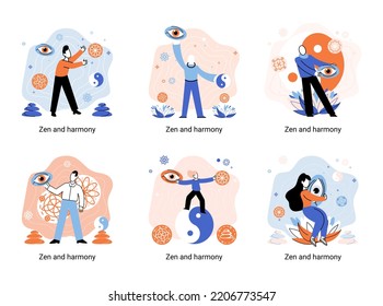 Zen and harmony metaphor, meditation practice. Balance, relaxation, mindfulness. Calm person relaxing. Yoga and spiritual practice, relax, recreation, healthy lifestyle. Japanese cult of mind and body