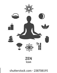 Icono Zen. Budismo, filosofía zen, composición de círculos