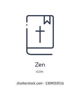 zen icon from religion outline collection. Thin line zen icon isolated on white background.