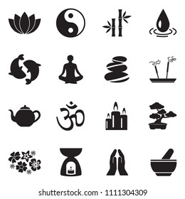 Zen Icons. Black Flat Design. Vector Illustration. 