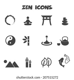 zen icons, mono vector symbols