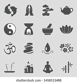 Zen Icons. Sticker Design. Vector Illustration.