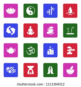 Zen Icons. White Flat Design In Square. Vector Illustration. 