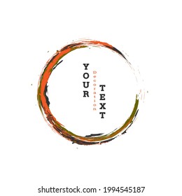 Zen ink circle emblem. Paint strokes. Multi-colored strokes. Design template for the design of banners, posters, booklets, covers, magazines. EPS 10