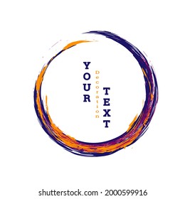 Emblema del círculo de tinta zen. Pintar golpes. Golpes multicolores. Plantilla de diseño para el diseño de carteles, carteles, folletos, portadas, revistas. EPS 10