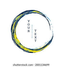 Zen ink circle emblem. Paint strokes. Multi-colored strokes. Design template for the design of banners, posters, booklets, covers, magazines. EPS 10