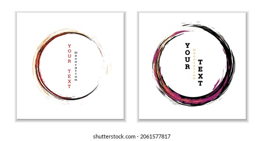 Zen-Farbkreiszeichen Set. Paint Strikes. Mehrfarbige Striche. Design-Vorlage für das Design von Bannern, Plakaten, Broschüren, Covers, Magazinen. EPS10