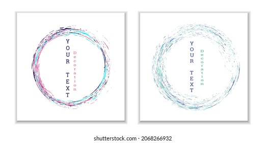 Zen ink circle emblem. Set. Paint strokes. Multi-colored strokes. Design template for the design of banners, posters, booklets, covers, magazines. EPS 10
