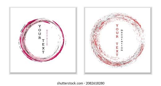 Zen ink circle emblem. Set. Paint strokes. Multi-colored strokes. Design template for the design of banners, posters, booklets, covers, magazines. EPS 10