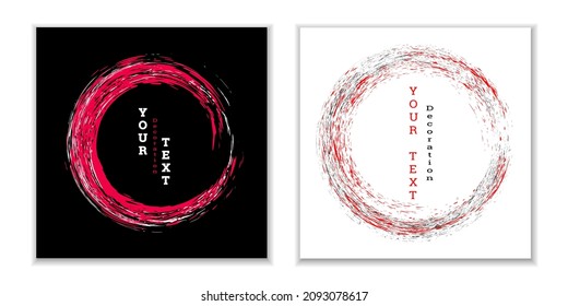 Zen-Farbkreiszeichen Set. Paint Strikes. Mehrfarbige Striche. Design-Vorlage für das Design von Bannern, Plakaten, Broschüren, Covers, Magazinen. EPS10