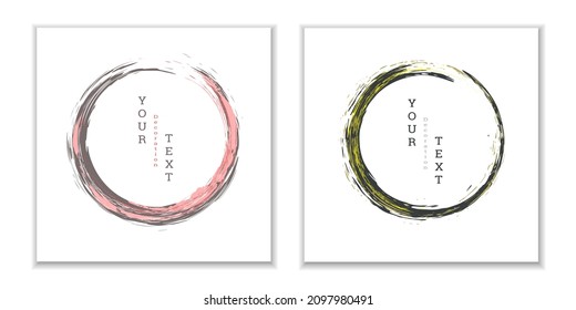 Zen-Farbkreiszeichen Set. Paint Strikes. Mehrfarbige Striche. Design-Vorlage für das Design von Bannern, Plakaten, Broschüren, Covers, Magazinen. EPS10