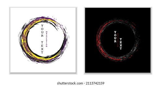 Emblema del círculo de tinta zen. Establecer. Pintar golpes. Golpes multicolores. Plantilla de diseño para el diseño de carteles, carteles, folletos, portadas, revistas. EPS 10