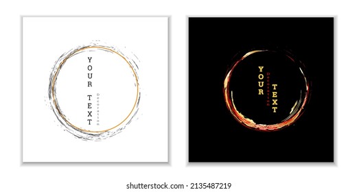 Zen ink circle emblem. Set. Paint strokes. Multi-colored strokes. Design template for the design of banners, posters, booklets, covers, magazines. EPS 10