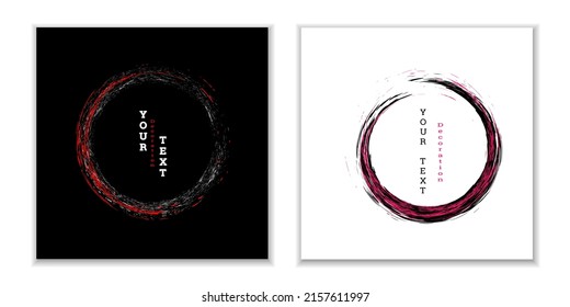 Zen ink circle emblem. Set. Paint strokes. Multi-colored strokes. Design template for the design of banners, posters, booklets, covers, magazines. EPS 10