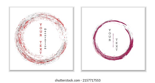 Zen ink circle emblem. Set. Paint strokes. Multi-colored strokes. Design template for the design of banners, posters, booklets, covers, magazines. EPS 10
