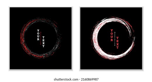 Zen ink circle emblem. Set. Paint strokes. Multi-colored strokes. Design template for the design of banners, posters, booklets, covers, magazines. EPS 10