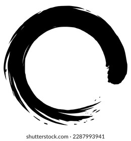 Zen Japanese Enso Circle Brush Paint Vector Logo Icon Illustration Art