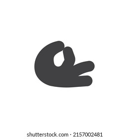 Zen like hand gesture vector icon. filled flat sign for mobile concept and web design. Meditation hand glyph icon. Symbol, logo illustration. Vector graphics