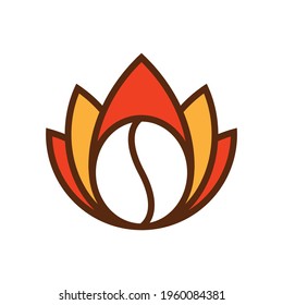 A zen lotus flower or fire logo combined with a coffee bean. Good for use in yoga and coffee-related business.