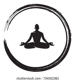 Zen Meditation Circle Black Enso Ink Brush Illustration Vector