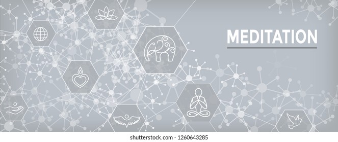 Zen Meditation Mandala Design Symbol Concept with Swirly Yoga Embellishments Web Header Banner