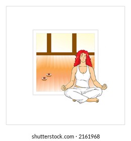 Zen meditation (vector contains two layers: girl & background)
