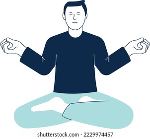 Zen mind icon. Calm man in lotus pose