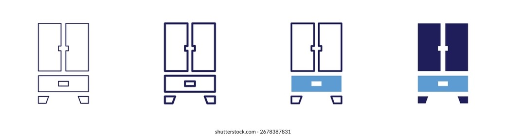 Icono de minimalismo zen en 4 estilos diferentes. Línea delgada, línea, línea en negrita, duotono. Estilo duotono. Trazo editable.