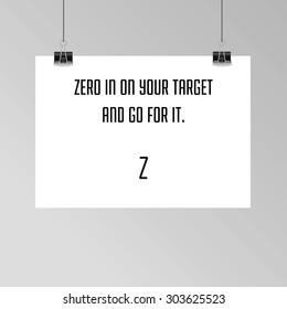 Zen - quote - poster - sacred geometry - alphabet - Z - stock vector