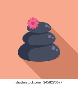 Zen round stones icon flat vector. Spa rock shape. Pile round mineral