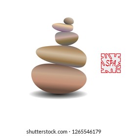 Zen stone balance, realistic image. 3D image of stones. Vector illustration for spa salons, yoga studios, relaxation studios.