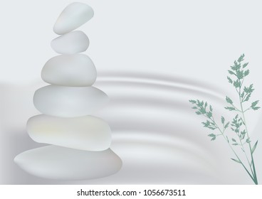 zen stone, grass and light water
