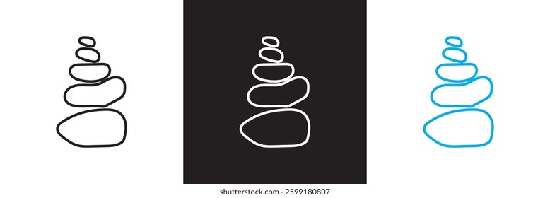 Zen Stone icon. Vector for Wellness, Meditation, and Spa Branding.  Vector illustration. isolated on white and black background. EPS 10