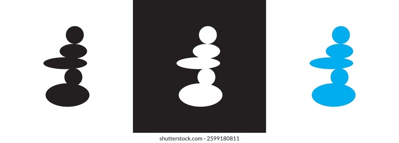 Zen Stone icon. Vector for Wellness, Meditation, and Spa Branding.  Vector illustration. isolated on white and black background. EPS 10