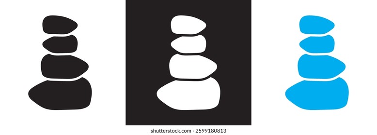Zen Stone icon. Vector for Wellness, Meditation, and Spa Branding.  Vector illustration. isolated on white and black background. EPS 10