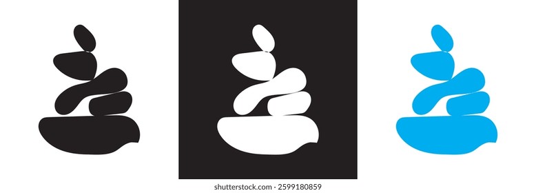 Zen Stone icon. Vector for Wellness, Meditation, and Spa Branding.  Vector illustration. isolated on white and black background. EPS 10