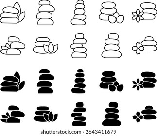 Zen Stone Icons for Wellness and Spa - Minimal Vector Set