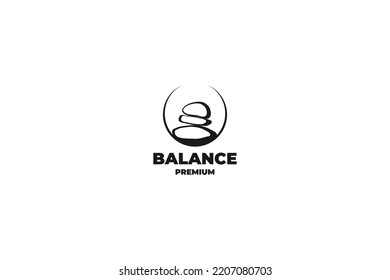 Zen stone rock balancing logo design vector template