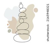 Zen stone in simple abstract doodle style vector illustration with shapeless forms, relax, meditation and yoga concept, boho colors stone pyramid for making banners, posters, cards, prints, wall art