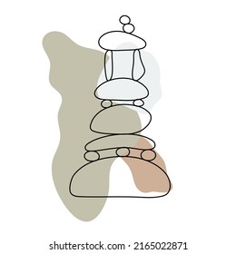 Piedra zen en forma de doodle abstracto simple ilustración vectorial con formas sin forma, relajación, meditación y concepto de yoga, pirámide de piedra de colores boho para hacer carteles, carteles, tarjetas, huellas, arte de pared