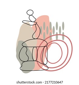 Zen stone in simple abstract doodle style vector illustration with shapeless forms, relax, meditation and yoga concept, boho colors stone pyramid for making banners, posters, cards, prints, wall art