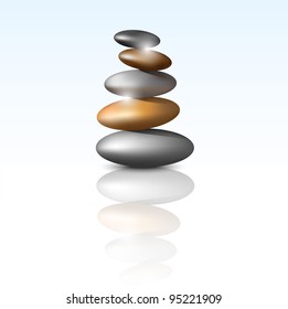Zen stone tower.Vector meditation background
